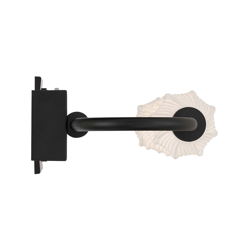 Golden Lighting Geode 27in 4-Light LED Outdoor Wall Light | Modern Matte Black and Fluted Striped Glass | Entryway & Patio | Model 1517-OWL4 BLK-FST