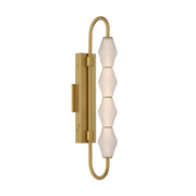 Golden Lighting Geode 27in 4-Light Outdoor Wall Light | Modern Satin Brushed Gold and Fluted Striped Glass | Front Door | Model 1517-OWL4 SBG-FST