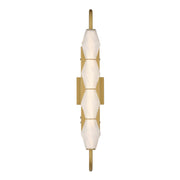 Golden Lighting Geode 27in 4-Light Outdoor Wall Light | Modern Satin Brushed Gold and Fluted Striped Glass | Front Door | Model 1517-OWL4 SBG-FST