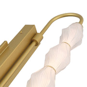 Golden Lighting Geode 27in 4-Light Outdoor Wall Light | Modern Satin Brushed Gold and Fluted Striped Glass | Front Door | Model 1517-OWL4 SBG-FST