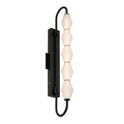 Golden Lighting Geode 32in LED Outdoor Wall Light | Modern Matte Black and Fluted Striped Glass | Front Door & Patio | Model 1517-OWL5 BLK-FST