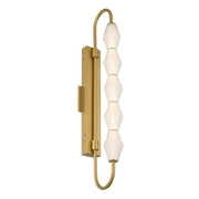 Golden Lighting Geode 32in 5-Light Outdoor Wall Light | Modern Satin Brushed Gold and Fluted Striped Glass | Entryway | Model 1517-OWL5 SBG-FST