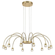 Golden Lighting Vario 38in 12-Light LED Chandelier | Modern Titanium Gold and Clear Glass Globe | Dining Room & Foyer | Model 1573-12 TG-A