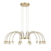 Golden Lighting Vario 38in 12-Light LED Chandelier | Modern Titanium Gold and Clear Glass Globe | Dining Room & Foyer | Model 1573-12 TG-A