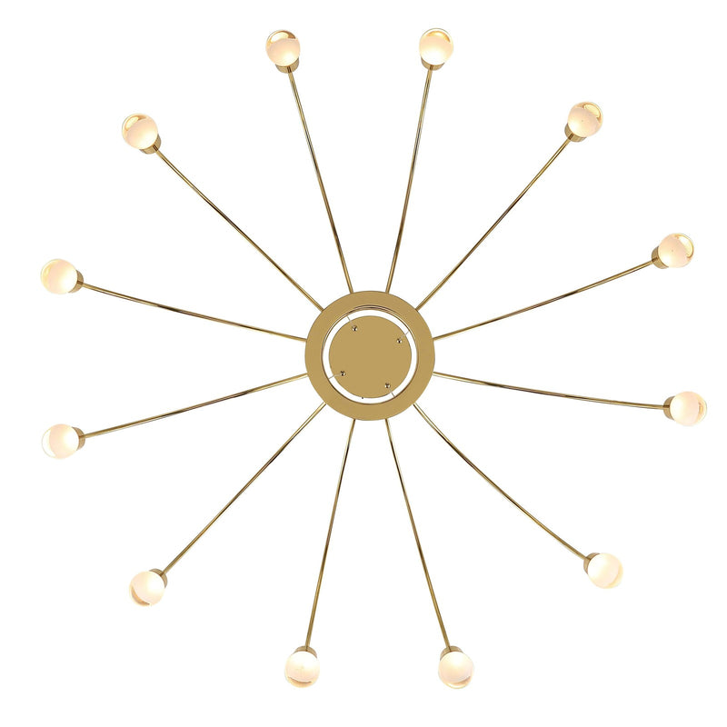 Golden Lighting Vario 38in 12-Light LED Chandelier | Modern Titanium Gold and Clear Glass Globe | Dining Room & Foyer | Model 1573-12 TG-A