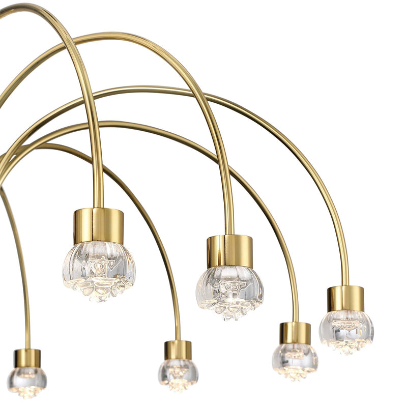 Golden Lighting Vario 37in 12-Light LED Chandelier | Modern Titanium Gold and Clear Acrylic Rose | Dining Room & Foyer | Model 1573-12 TG-B