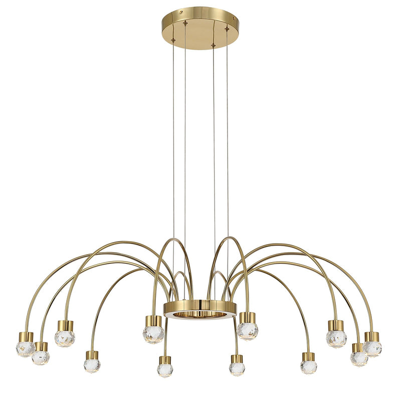 Golden Lighting Vario 37in 12-Light LED Chandelier | Modern Titanium Gold and Clear Cut Crystal | Dining Room & Foyer | Model 1573-12 TG-C