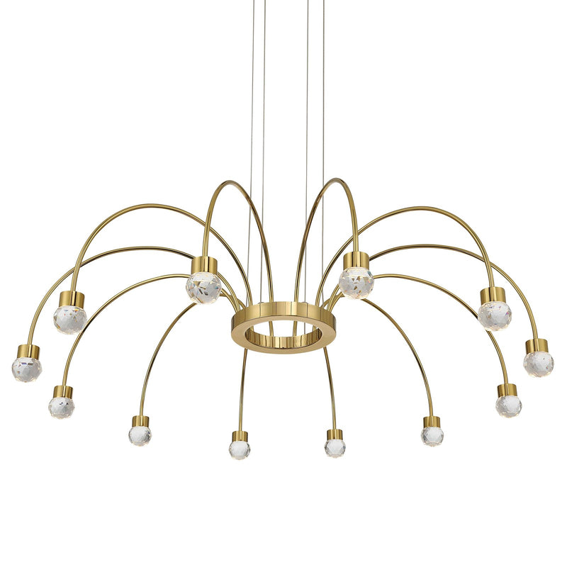 Golden Lighting Vario 37in 12-Light LED Chandelier | Modern Titanium Gold and Clear Cut Crystal | Dining Room & Foyer | Model 1573-12 TG-C