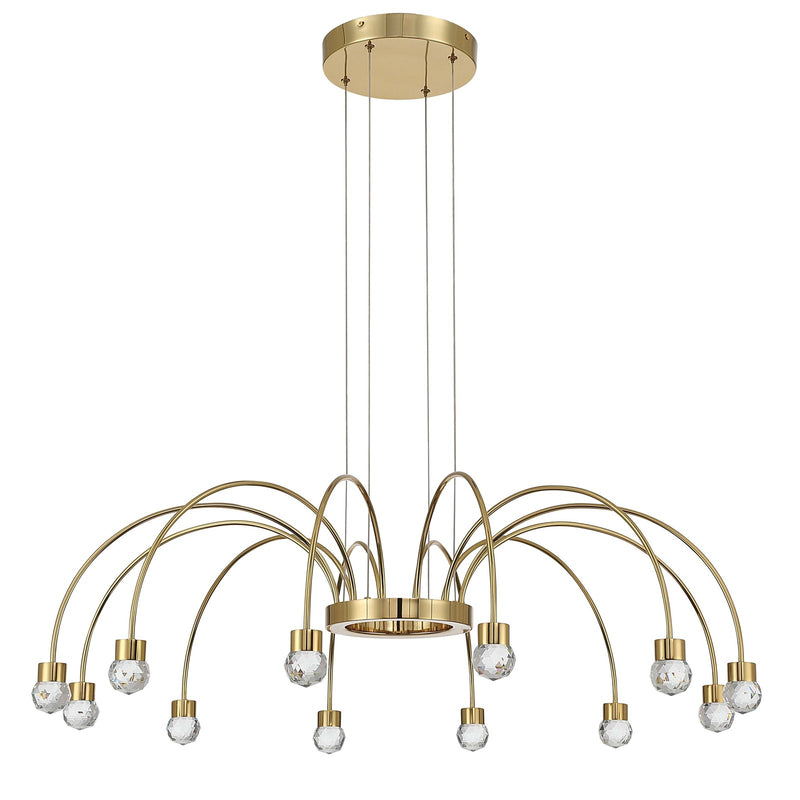 Golden Lighting Vario 37in 12-Light LED Chandelier | Modern Titanium Gold and Clear Cut Crystal | Dining Room & Foyer | Model 1573-12 TG-C