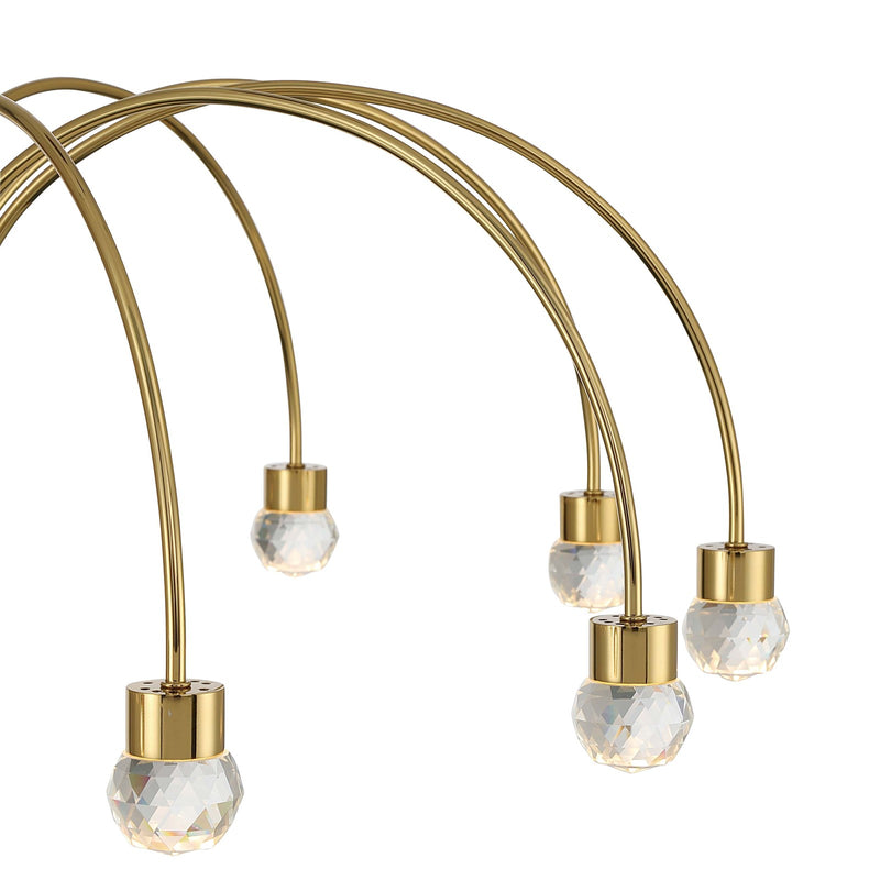 Golden Lighting Vario 37in 12-Light LED Chandelier | Modern Titanium Gold and Clear Cut Crystal | Dining Room & Foyer | Model 1573-12 TG-C
