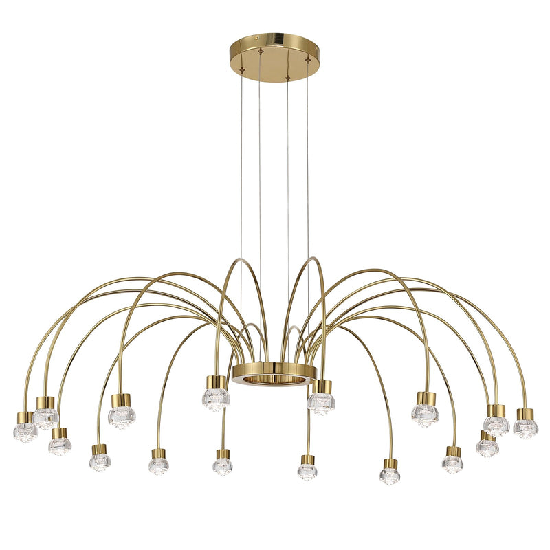 Golden Lighting Vario 47in 16-Light LED Chandelier | Modern Titanium Gold and Clear Acrylic Rose | Dining Room & Foyer | Model 1573-16 TG-B