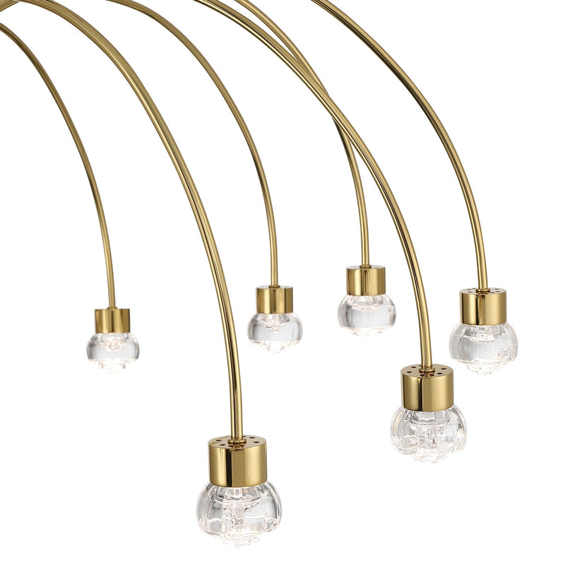 Golden Lighting Vario 47in 16-Light LED Chandelier | Modern Titanium Gold and Clear Acrylic Rose | Dining Room & Foyer | Model 1573-16 TG-B