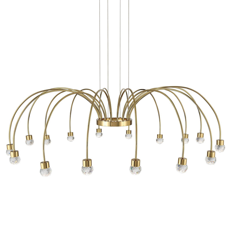 Golden Lighting Vario 47in 16-Light LED Chandelier | Modern Titanium Gold and Cut Crystal | Dining Room & Foyer | 47 x 47 x 14 in | Model 1573-16 TG-C