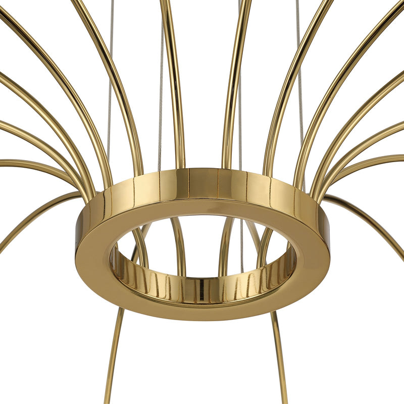Golden Lighting Vario 47in 16-Light LED Chandelier | Modern Titanium Gold and Cut Crystal | Dining Room & Foyer | 47 x 47 x 14 in | Model 1573-16 TG-C