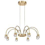Golden Lighting Vario 25in 8-Light LED Chandelier | Modern Titanium Gold and Clear Glass Globe | Dining Room & Foyer | Model 1573-8 TG-A