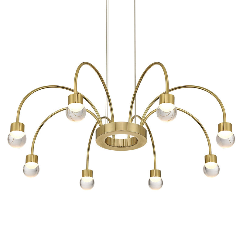 Golden Lighting Vario 25in 8-Light LED Chandelier | Modern Titanium Gold and Clear Glass Globe | Dining Room & Foyer | Model 1573-8 TG-A