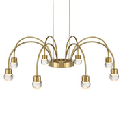 Golden Lighting Vario 25in 8-Light LED Chandelier | Modern Titanium Gold and Clear Glass Globe | Dining Room & Foyer | Model 1573-8 TG-A