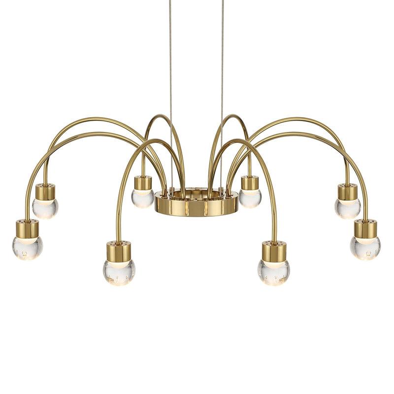 Golden Lighting Vario 25in 8-Light LED Chandelier | Modern Titanium Gold and Clear Glass Globe | Dining Room & Foyer | Model 1573-8 TG-A