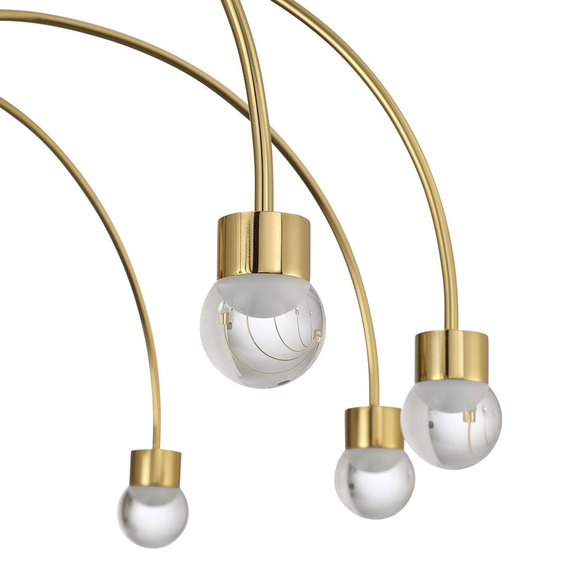 Golden Lighting Vario 25in 8-Light LED Chandelier | Modern Titanium Gold and Clear Glass Globe | Dining Room & Foyer | Model 1573-8 TG-A