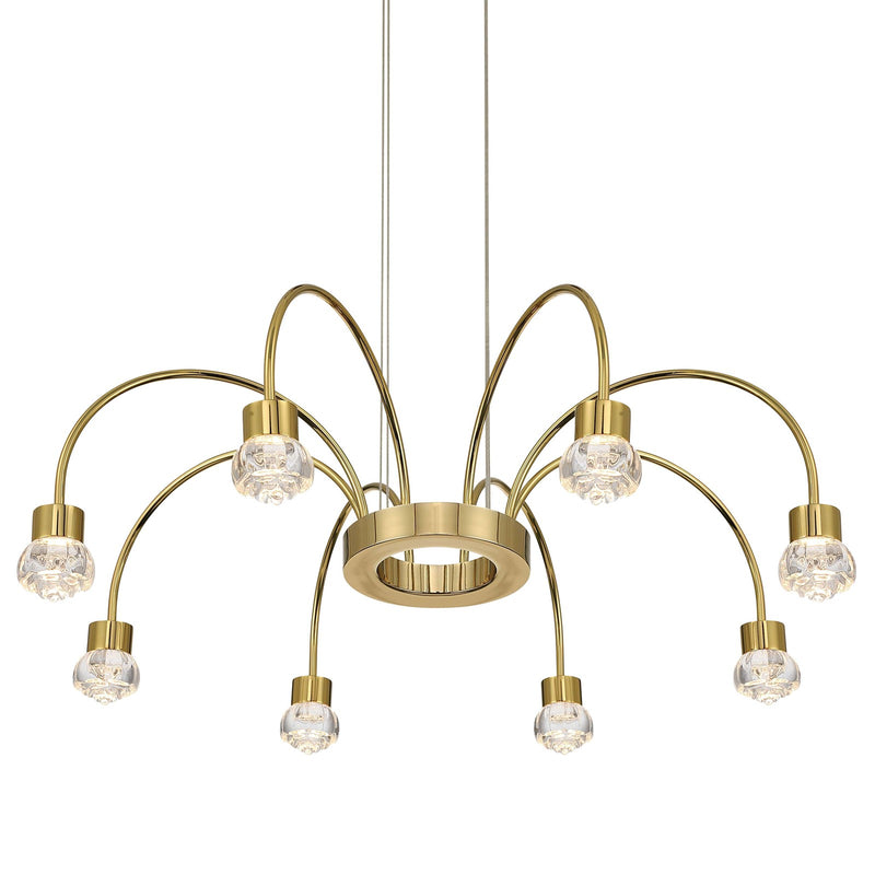 Golden Lighting Vario 25in 8-Light LED Chandelier | Modern Titanium Gold and Clear Acrylic Rose | Dining Room & Foyer | Model 1573-8 TG-B
