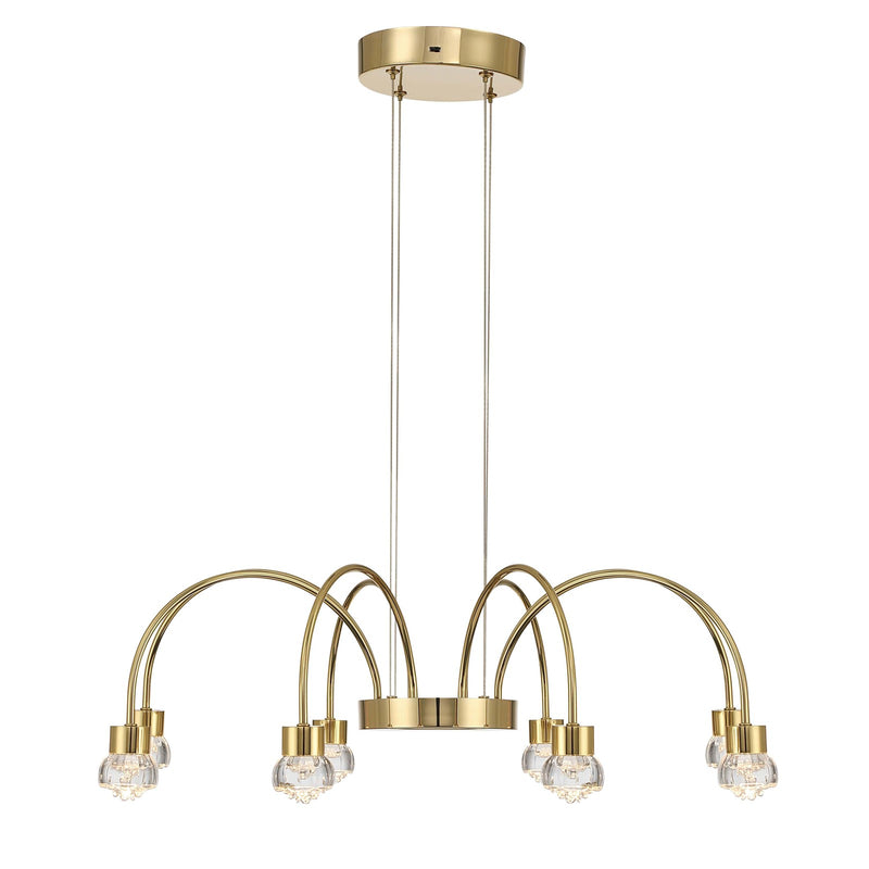 Golden Lighting Vario 25in 8-Light LED Chandelier | Modern Titanium Gold and Clear Acrylic Rose | Dining Room & Foyer | Model 1573-8 TG-B