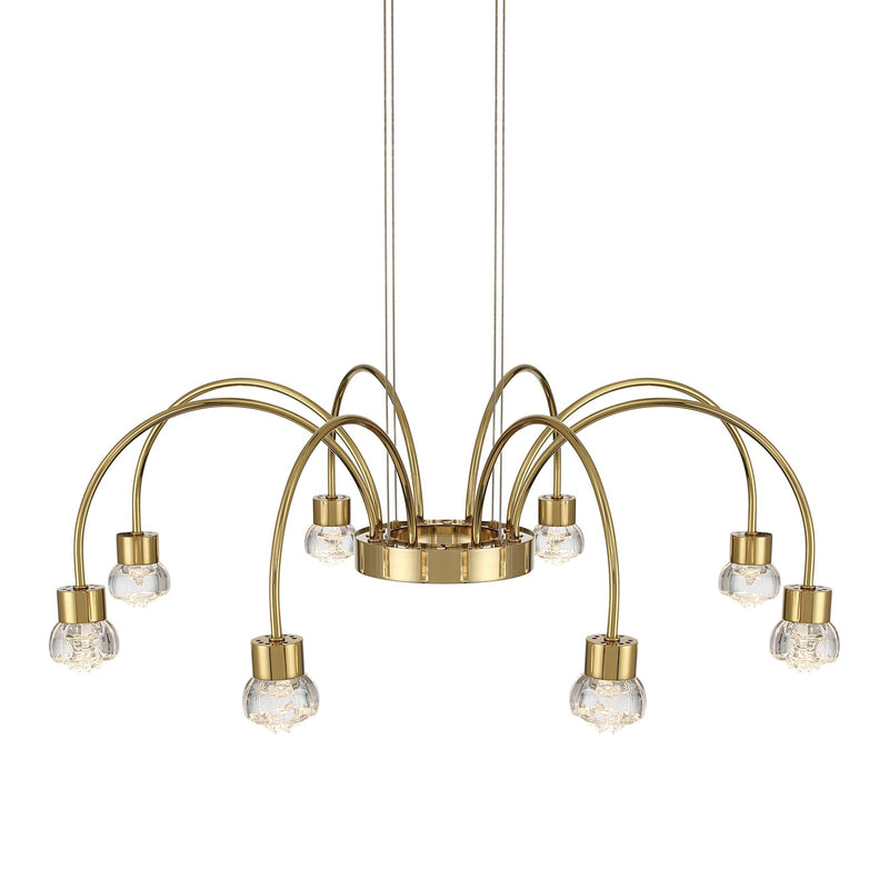 Golden Lighting Vario 25in 8-Light LED Chandelier | Modern Titanium Gold and Clear Acrylic Rose | Dining Room & Foyer | Model 1573-8 TG-B
