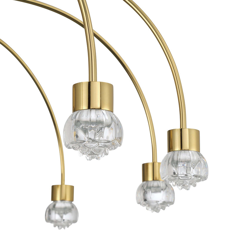 Golden Lighting Vario 25in 8-Light LED Chandelier | Modern Titanium Gold and Clear Acrylic Rose | Dining Room & Foyer | Model 1573-8 TG-B