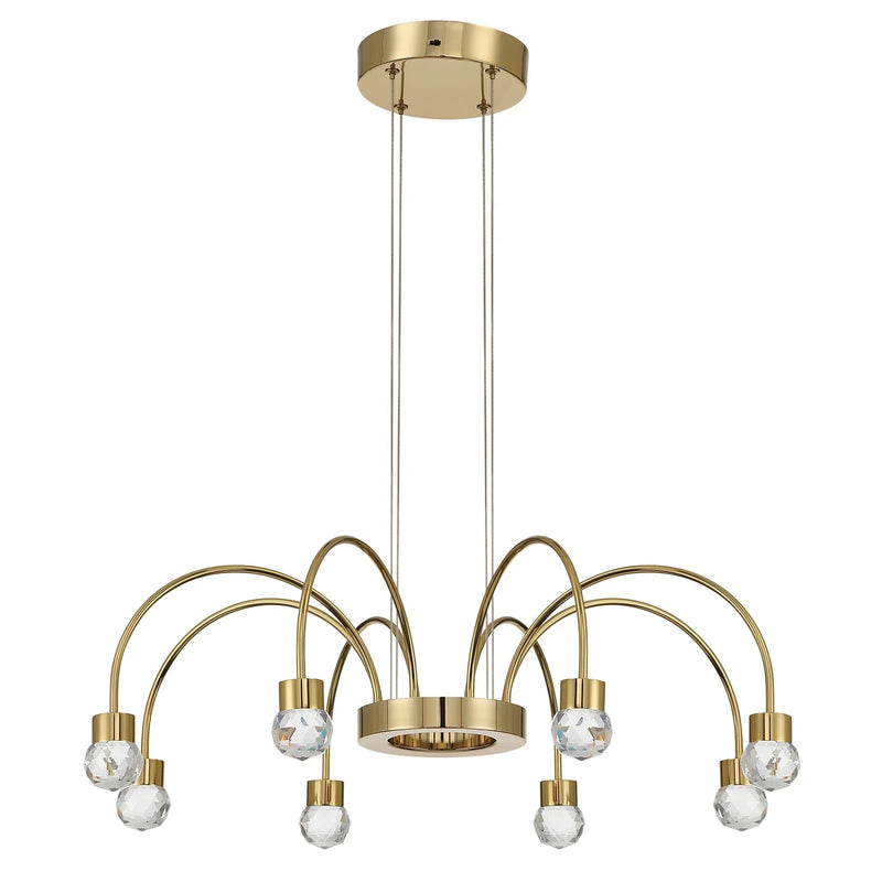 Golden Lighting Vario 25in 8-Light Chandelier | Modern Titanium Gold and Cut Crystal | Dining Room & Foyer | Model 1573-8 TG-C