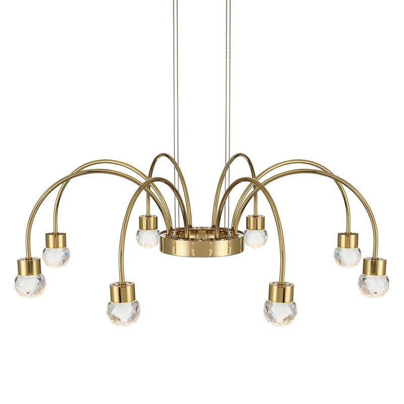 Golden Lighting Vario 25in 8-Light Chandelier | Modern Titanium Gold and Cut Crystal | Dining Room & Foyer | Model 1573-8 TG-C