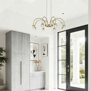 Golden Lighting Vario 25in 8-Light Chandelier | Modern Titanium Gold and Cut Crystal | Dining Room & Foyer | Model 1573-8 TG-C