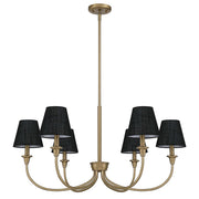 Golden Lighting Cambria 33in 6-Light Chandelier | Transitional Brushed Champagne Brass and Black Fabric | Dining Room & Foyer | Model 1622-6 BCB-EHB