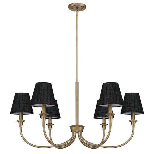 Golden Lighting Cambria 33in 6-Light Chandelier | Transitional Brushed Champagne Brass and Black Fabric | Dining Room & Foyer | Model 1622-6 BCB-EHB