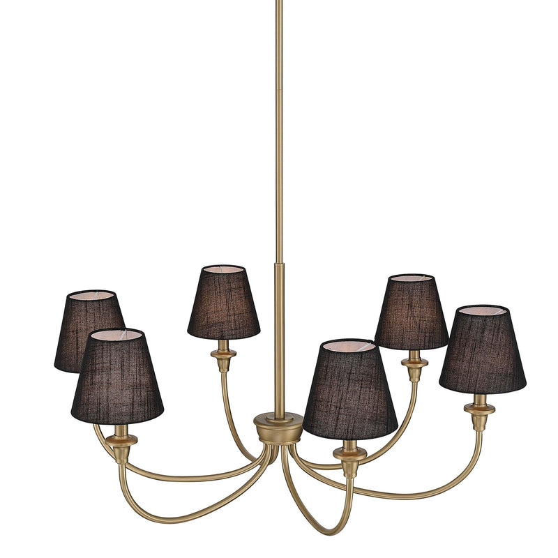 Golden Lighting Cambria 33in 6-Light Chandelier | Transitional Brushed Champagne Brass and Black Fabric | Dining Room & Foyer | Model 1622-6 BCB-EHB