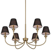 Golden Lighting Cambria 33in 6-Light Chandelier | Transitional Brushed Champagne Brass and Black Fabric | Dining Room & Foyer | Model 1622-6 BCB-EHB