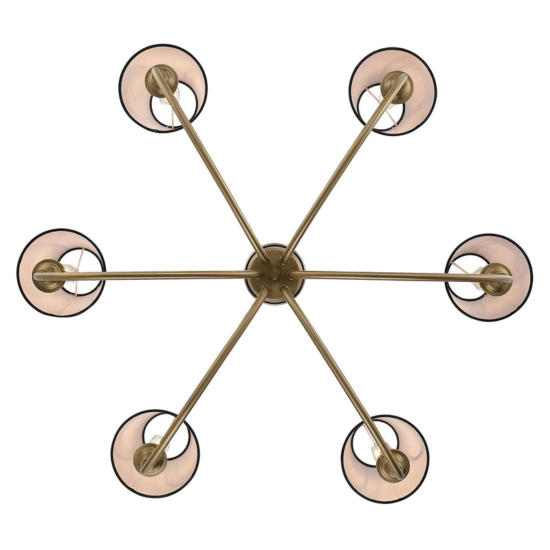 Golden Lighting Cambria 33in 6-Light Chandelier | Transitional Brushed Champagne Brass and Black Fabric | Dining Room & Foyer | Model 1622-6 BCB-EHB