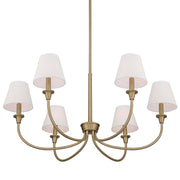 Golden Lighting Cambria 33in 6-Light Chandelier | Transitional Brushed Champagne Brass and White Fabric | Dining Room & Foyer | Model 1622-6 BCB-EHW