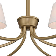 Golden Lighting Cambria 33in 6-Light Chandelier | Transitional Brushed Champagne Brass and White Fabric | Dining Room & Foyer | Model 1622-6 BCB-EHW