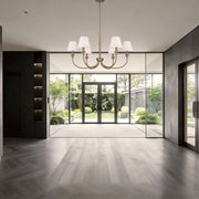 Golden Lighting Cambria 33in 6-Light Chandelier | Transitional Brushed Champagne Brass and White Fabric | Dining Room & Foyer | Model 1622-6 BCB-EHW