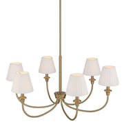 Golden Lighting Cambria 33in 6-Light Chandelier | Transitional Brushed Champagne Brass and White Fabric | Dining Room & Foyer | Model 1622-6 BCB-EPW