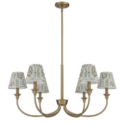 Golden Lighting Cambria 33.25in 6-Light Chandelier | Transitional Brushed Champagne Brass and Aqua Verde Fabric | Dining Room | Model 1622-6 BCB-HGA