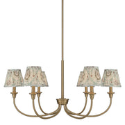 Golden Lighting Cambria 33.25in 6-Light Chandelier | Transitional Brushed Champagne Brass and Aqua Verde Fabric | Dining Room | Model 1622-6 BCB-HGA