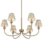 Golden Lighting Cambria 33.25in 6-Light Chandelier | Transitional Brushed Champagne Brass and Aqua Verde Fabric | Dining Room | Model 1622-6 BCB-HGA