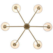 Golden Lighting Cambria 33.25in 6-Light Chandelier | Transitional Brushed Champagne Brass and Aqua Verde Fabric | Dining Room | Model 1622-6 BCB-HGA