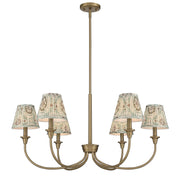 Golden Lighting Cambria 33.25in 6-Light Chandelier | Transitional Brushed Champagne Brass and Aqua Verde Fabric | Dining Room | Model 1622-6 BCB-HGA