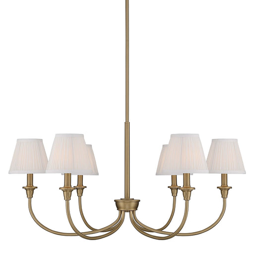 Golden Lighting Cambria 6-Light Chandelier | Transitional Brushed Champagne Brass and Hand-Gathered White Fabric | Dining Room | Model 1622-6 BCB-HGW