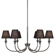 Golden Lighting Cambria 33in 6-Light Chandelier | Transitional Oil Rubbed Bronze and Black Fabric | Dining Room & Foyer | Model 1622-6 ORB-EHB