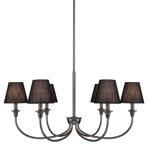 Golden Lighting Cambria 33in 6-Light Chandelier | Transitional Oil Rubbed Bronze and Black Fabric | Dining Room & Foyer | Model 1622-6 ORB-EHB