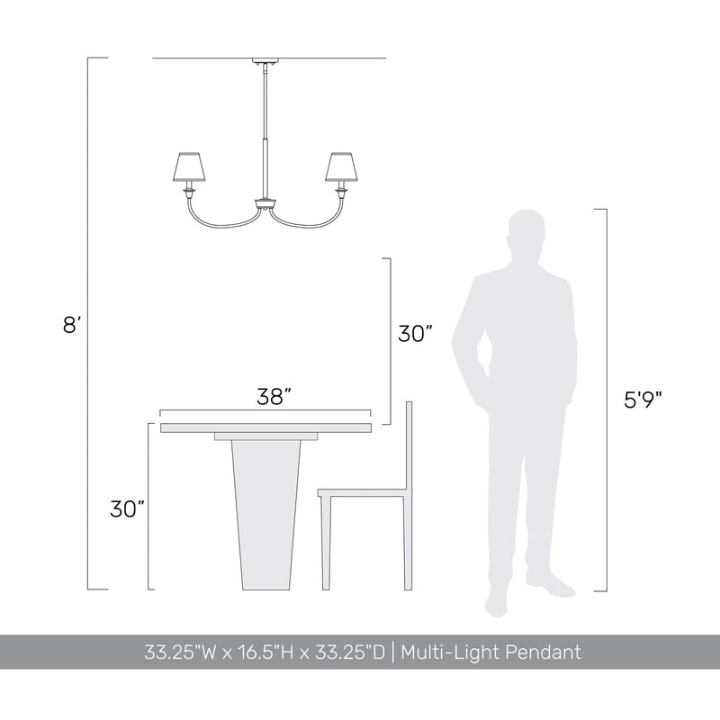 Golden Lighting Cambria 33in 6-Light Chandelier | Transitional Oil Rubbed Bronze and Black Fabric | Dining Room & Foyer | Model 1622-6 ORB-EHB