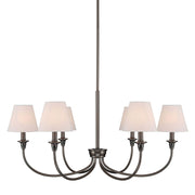 Golden Lighting Cambria 33in 6-Light Chandelier | Transitional Oil Rubbed Bronze and White Fabric | Dining Room & Foyer | Model 1622-6 ORB-EHW