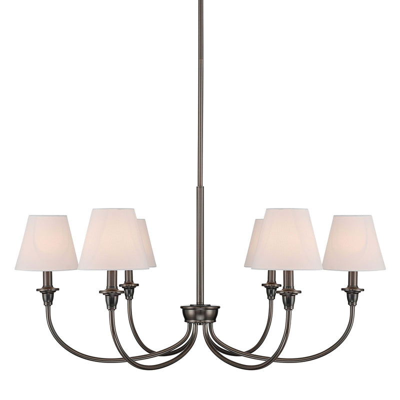 Golden Lighting Cambria 33in 6-Light Chandelier | Transitional Oil Rubbed Bronze and White Fabric | Dining Room & Foyer | Model 1622-6 ORB-EHW